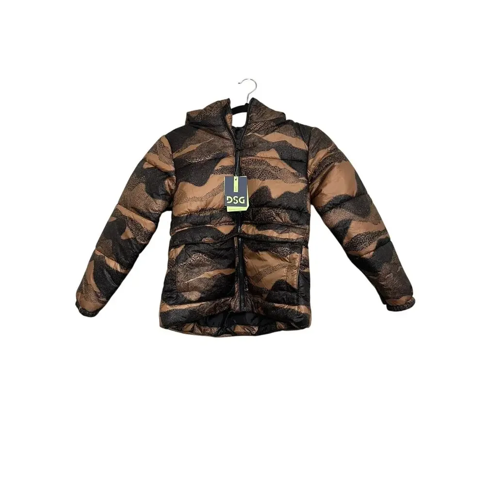 NWT DSG Boys' Insulated Jacket Warm Cinnamon Dot Camo With Hood Small